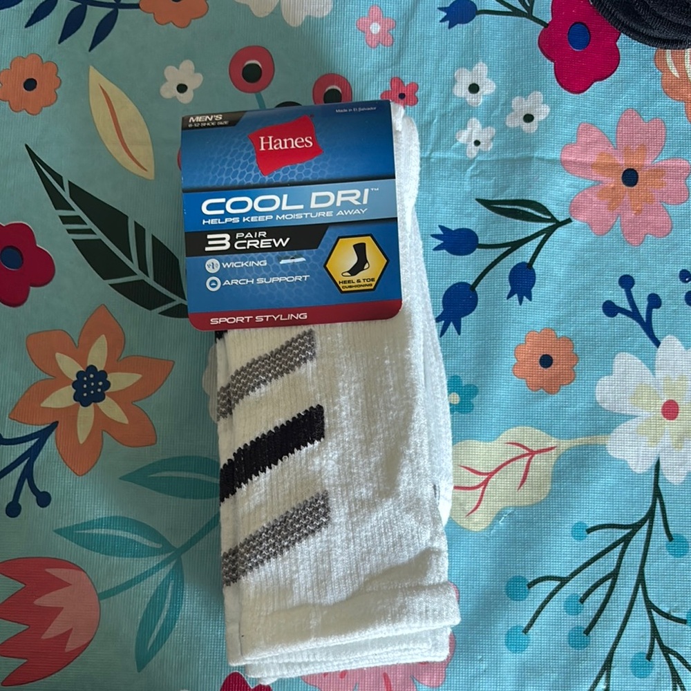 Hanes White Athletic Socks with Moisture-Wicking Technology